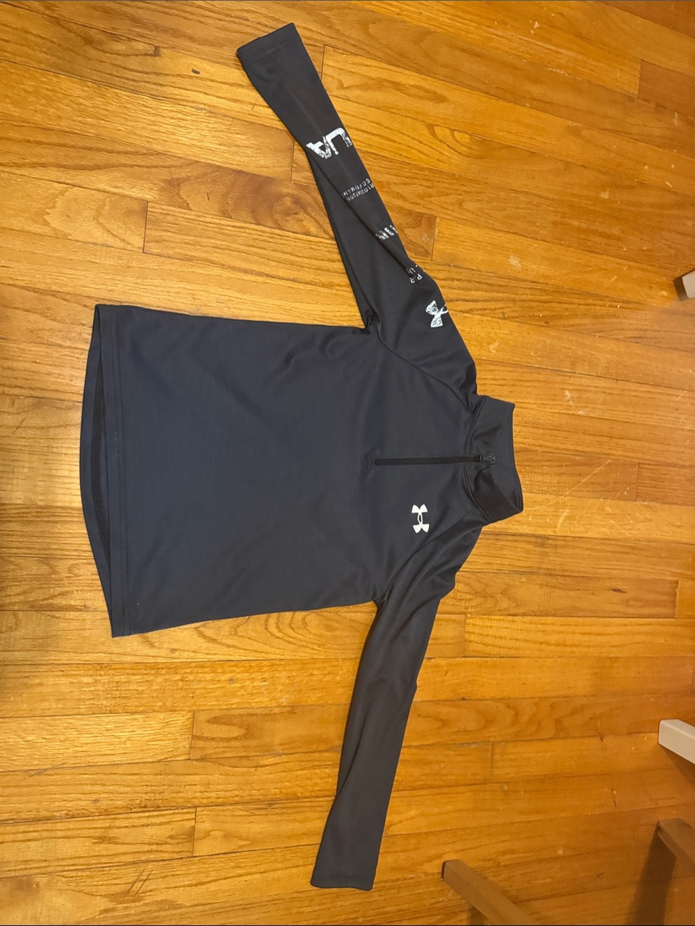 Under Armour Black Long-Sleeve 1/4 Zip Top with White Logos